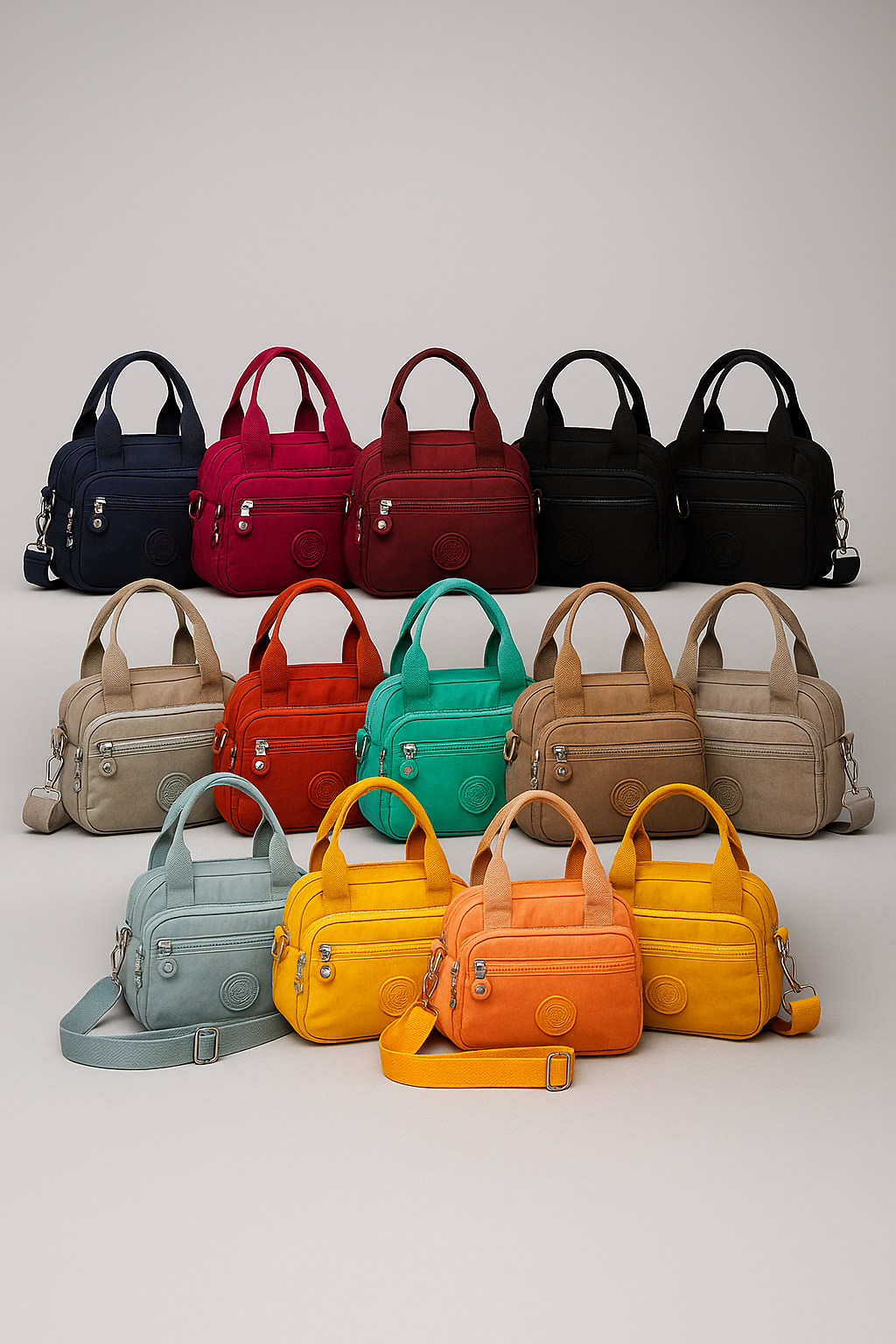 bags : Schoudertas Dames Donkerblauw - Effen Casual Nylon Rits - Nylon in van Pantino