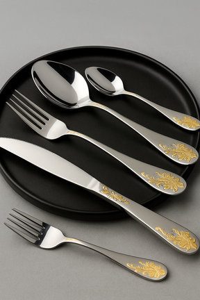 home & garden : Luxe Bestekset RoyalGold - 24-delig Goud RVS - Elegant Dineren voor 6 Personen in van Pantino