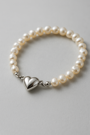 Necklace : Parelketting met Magnetisch Hart Hanger - Lief Cadeau Sieraad - Parel in van Pantino