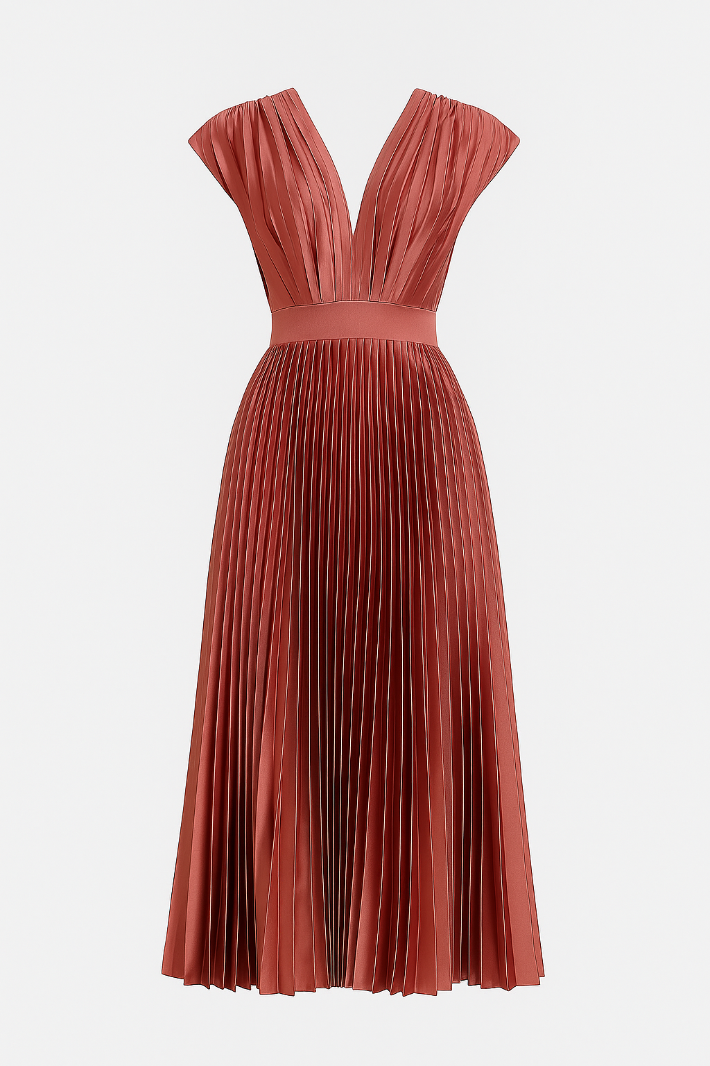 Midi Jurk Dames Elegant Geplooid met V-hals - Perfect voor Elke Gelegenheid