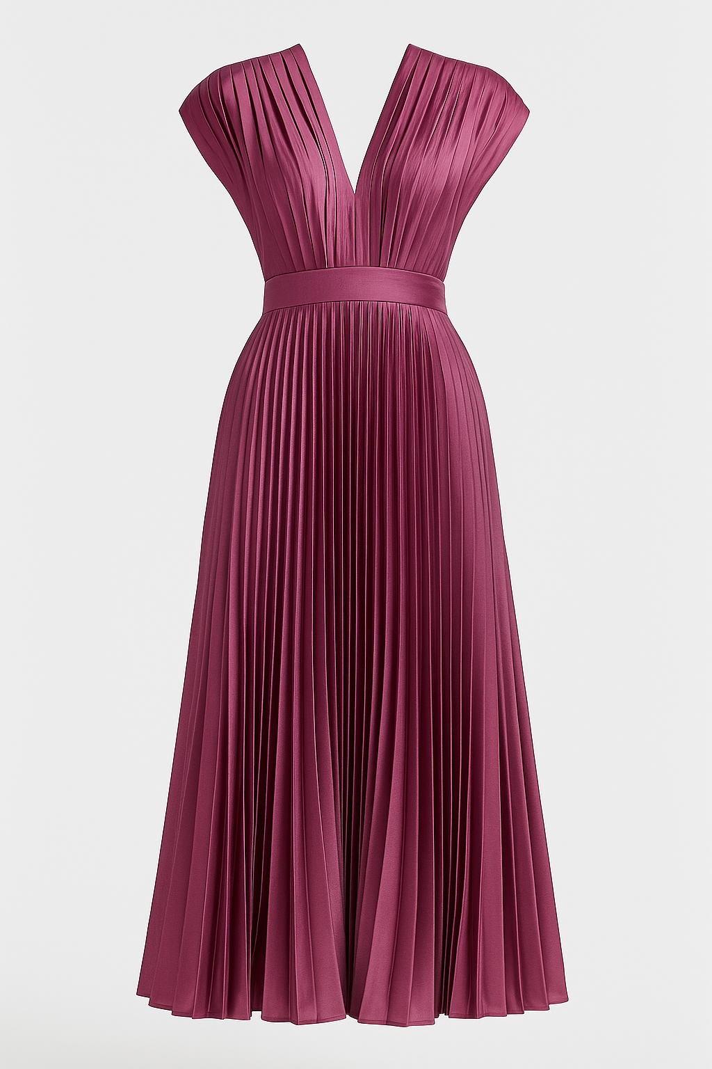 Midi Jurk Dames Elegant Geplooid met V-hals - Perfect voor Elke Gelegenheid