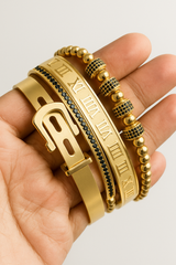 Set de bracelets en titane pour homme - Or