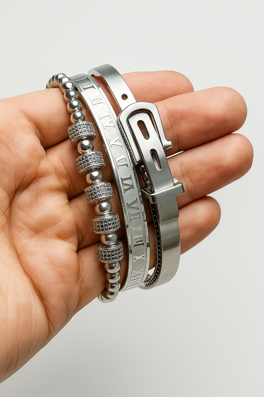 Bracelet Set : Titanium Armband Set Heren - Goud in van Pantino