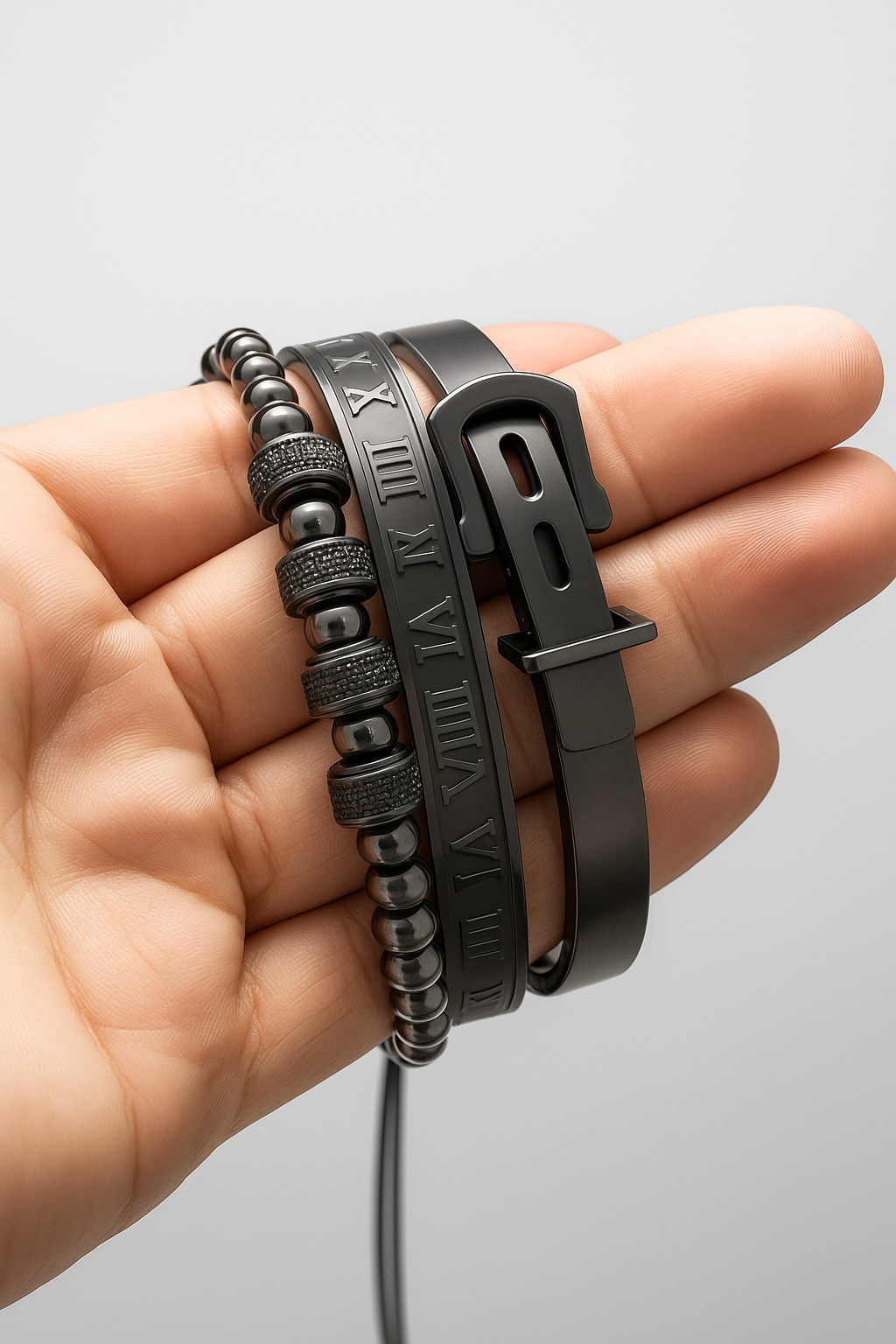 Bracelet Set : Titanium Armband Set Heren - Goud in van Pantino