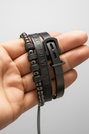 Bracelet Set : Titanium Armband Set Heren - Goud in van Pantino