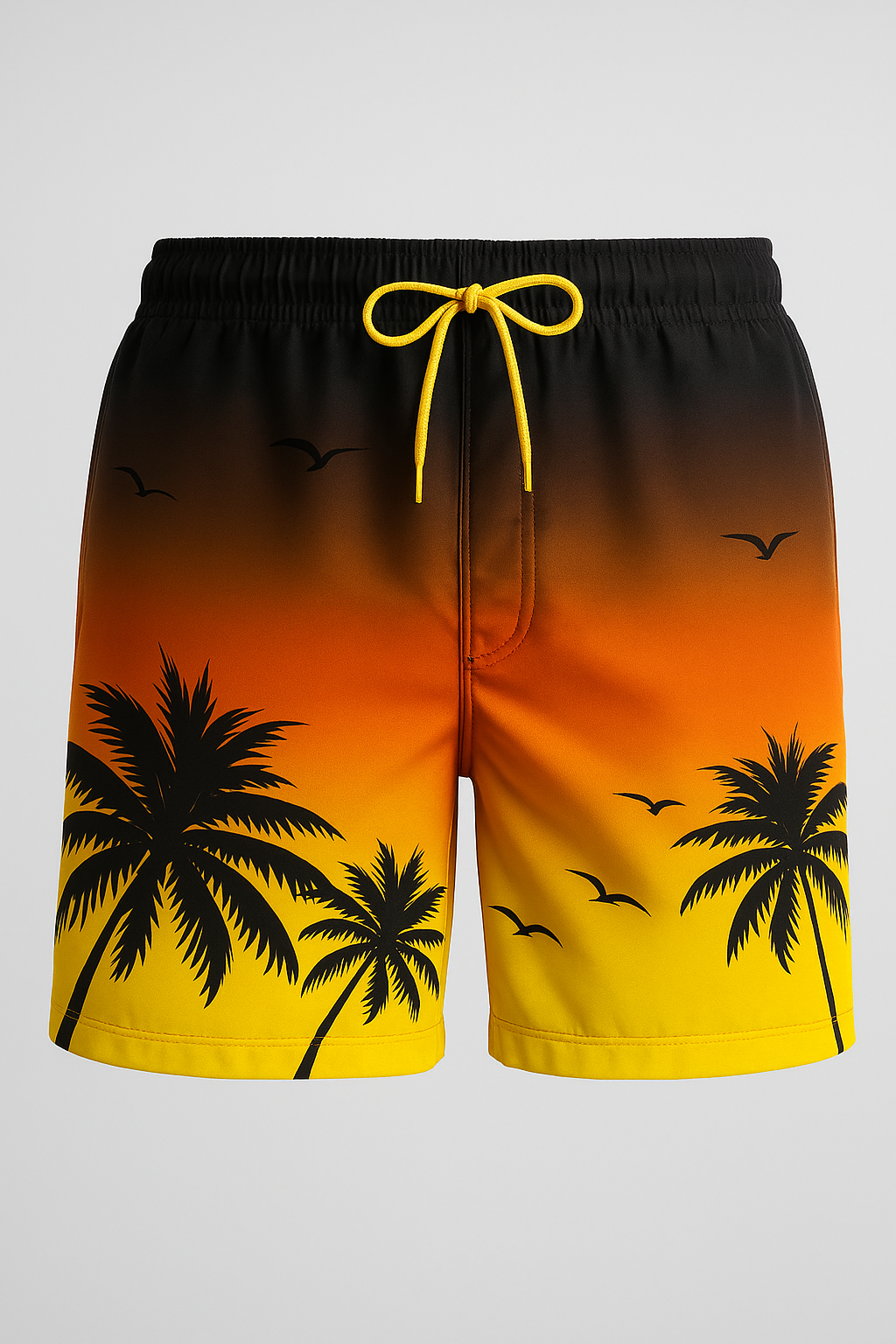 Shorts : Heren Boxer Zonsondergang Palmenprint, Zacht Katoen, Exotisch Patroon in Oranje van Pantinoshop