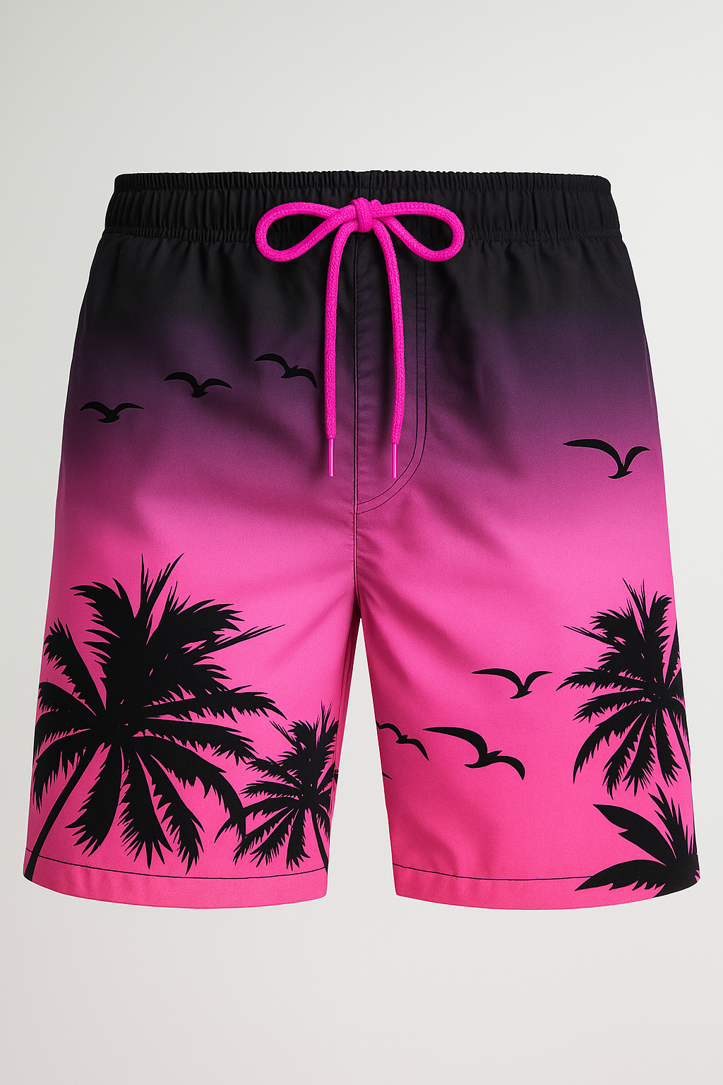 Shorts : Heren Boxer Zonsondergang Palmenprint, Zacht Katoen, Exotisch Patroon in Altviool van Pantinoshop