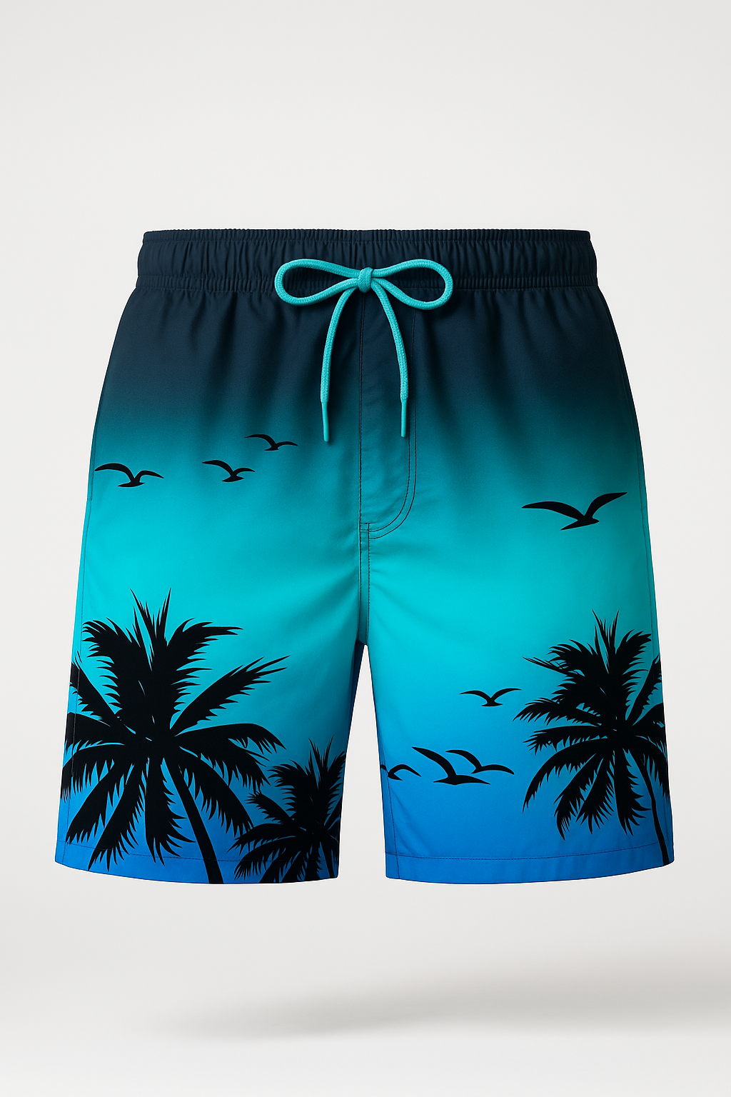 Shorts : Heren Boxer Zonsondergang Palmenprint, Zacht Katoen, Exotisch Patroon in Blu van Pantinoshop