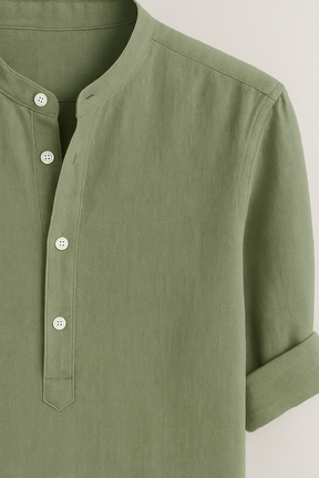 Men's Top Clothes : Lichtgewicht Linnen Herenoverhemd, Ademend, Lange Mouw in van Pantino