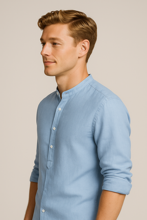 Men's Top Clothes : Lichtgewicht Linnen Herenoverhemd, Ademend, Lange Mouw in van Pantino