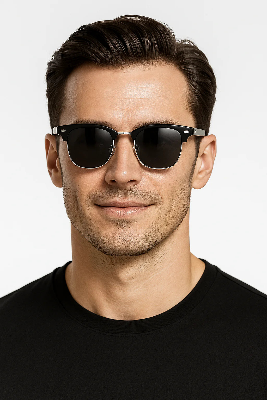 Sunglasses : Halfrand Zonnebril - Stijlvolle UV400 Oogbescherming - Bruin in van Pantino