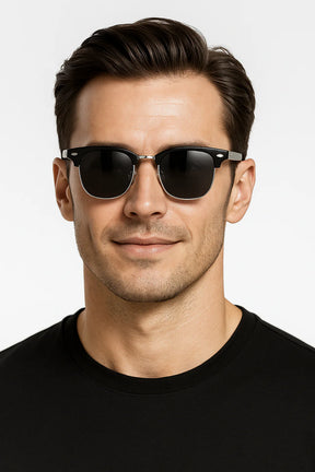 Sunglasses : Halfrand Zonnebril - Stijlvolle UV400 Oogbescherming - Bruin in van Pantino