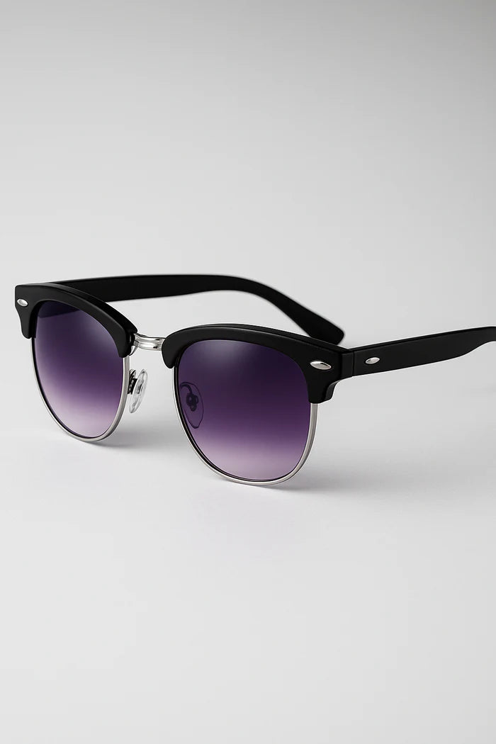 Sunglasses : Halfrand Zonnebril - Stijlvolle UV400 Oogbescherming - Bruin in Lila van Pantino