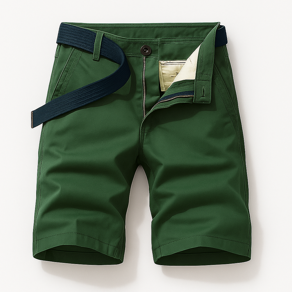 Shorts : Gele Casual Dames Shorts met Strikriem - Comfortabel & Stijlvol in Groen van Pantino