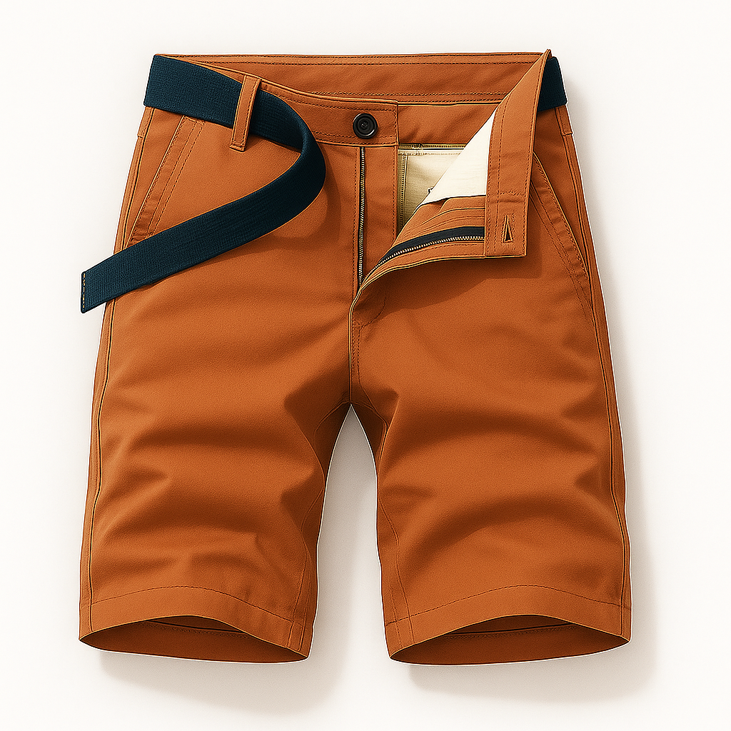 Shorts : Gele Casual Dames Shorts met Strikriem - Comfortabel & Stijlvol in Oranje van Pantino