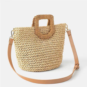 bags : Strandtas met Houten Handvat - Beige in van Pantino