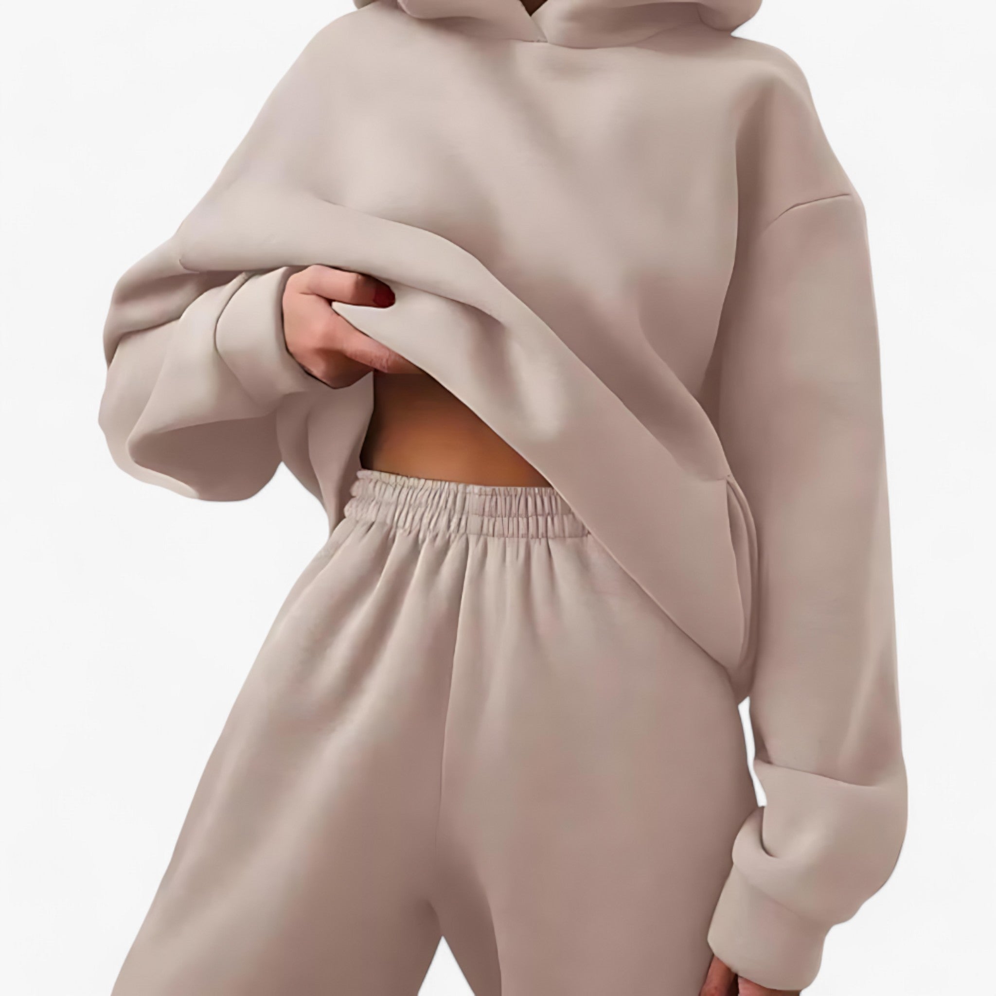 Two-Piece Set : Beha Legergroen - Valeria Winter Hoody Sets - Behaaglijke Warmte voor Koude Dagen in Champagne van Pantino