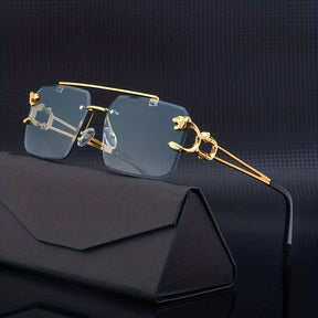 Sunglasses : Heren Randloze Vierkante Zonnebril Grijs - Stijlvol & UV400 Bescherming in van Pantino