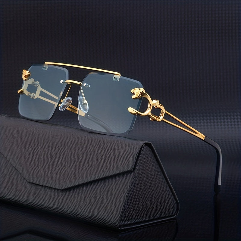 Sunglasses : Heren Randloze Vierkante Zonnebril Grijs - Stijlvol & UV400 Bescherming in van Pantino