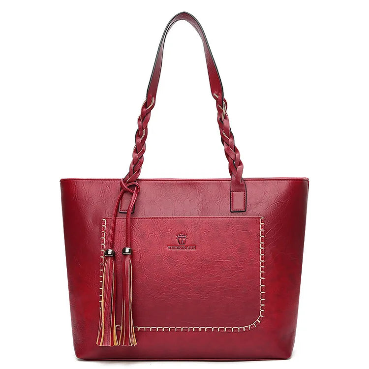 bags : Italiaans Leren Handtas Dames Bruin - Luxe Ambachtelijk Design - Echt Leer in Rood van Pantino