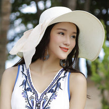 Straw Hat : Hoed Lila Lichtpaars - Strand Zonnebescherming Strohoed in Wit van Pantino
