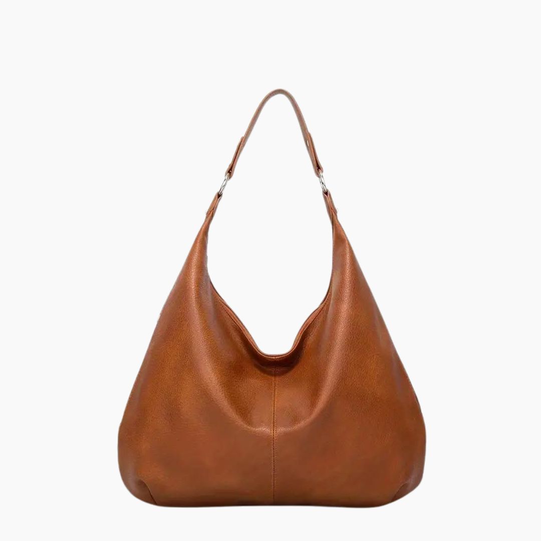 bags : Kaia Vegan Leren Hobo Tas - Wijnrood in Kameelbruin van Pantino