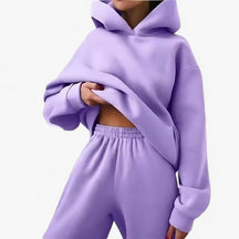 Two-Piece Set : Beha Legergroen - Valeria Winter Hoody Sets - Behaaglijke Warmte voor Koude Dagen in Violet van Pantino