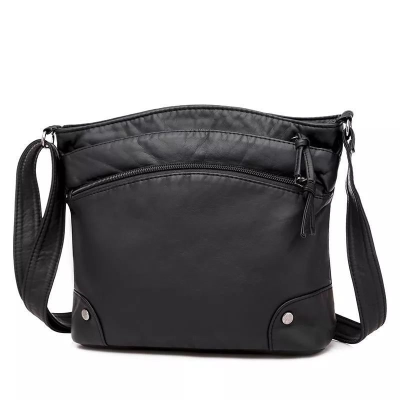 bags : Leren Schoudertas Dames - Idelle Bruin in Zwart van Pantino