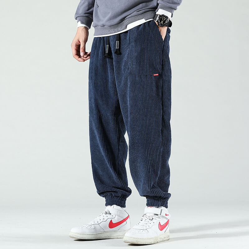 Velvet Pants : Fluwelen Broeken - Trendy - Donkerblauw in Donkerblauw van Pantino