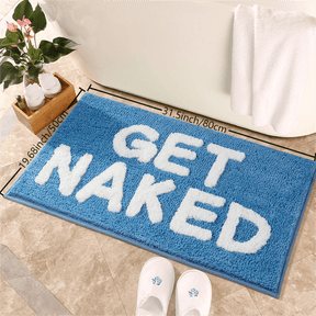 home & garden : Kleurrijk Antislip Badkamermat - Wit in Blauwe Achtergrond - Witte Letters 50cm*80cm van Pantino