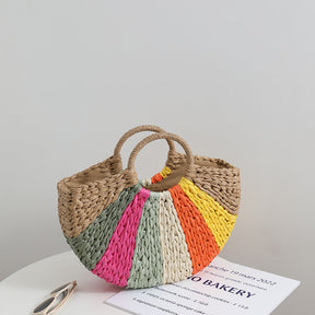 bags : Strandtas Beige - Strandvakantie Regenboog in van Pantino