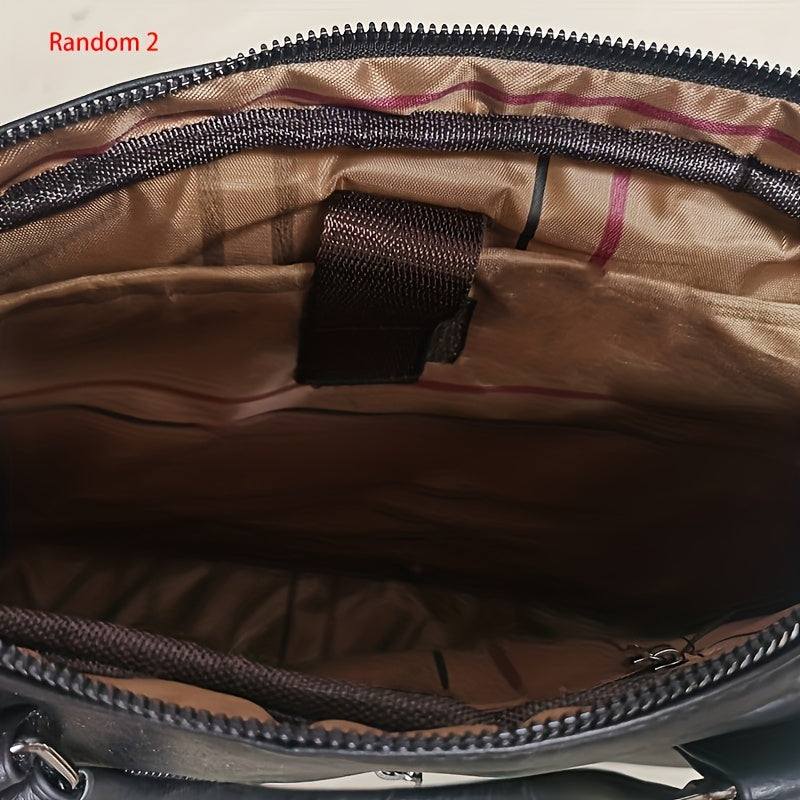 bags : Handtas Heren Zwart - Vintage PU Lederen Zakenaktentas Messenger Bag in van Pantino