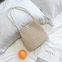bags : Geweven Draagtas van Stro - Coastal Carry - Licht Beige in Licht beige van Pantino