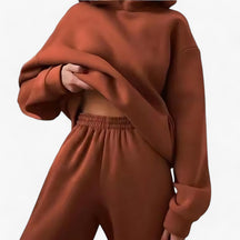 Two-Piece Set : Beha Legergroen - Valeria Winter Hoody Sets - Behaaglijke Warmte voor Koude Dagen in Auburn van Pantino