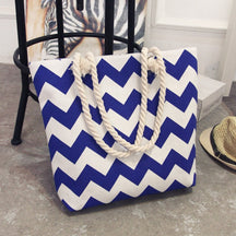 bags : Canvas Boodschappentas - Zomerse Stijl - Zwart in Blauw van Pantino