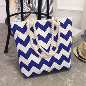bags : Canvas Boodschappentas - Zomerse Stijl - Zwart in Blauw van Pantino