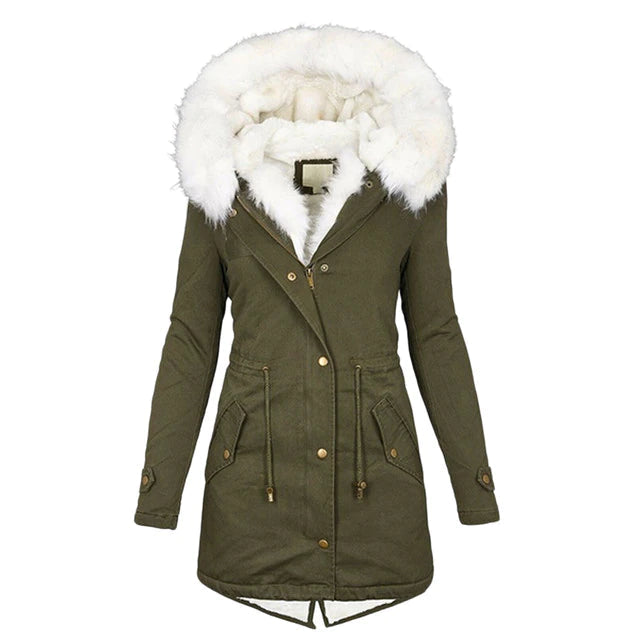 Jacket : Winterjas Dames - Elegante en Gevoerde in Groen van Pantino