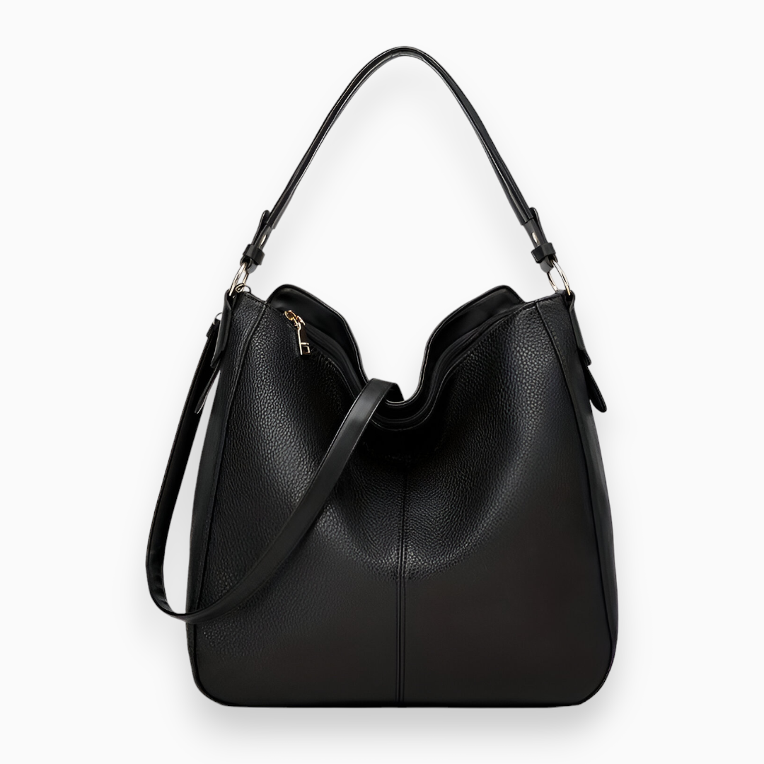 bags : Vegan Leren Hand- en Schoudertas Dames - Elegante Tote Design - PU-Leer in Zwart van Pantino