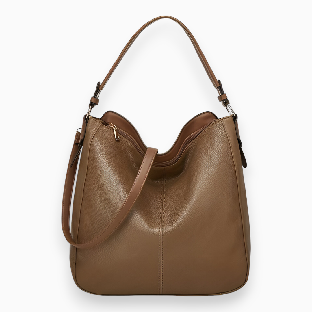 bags : Vegan Leren Hand- en Schoudertas Dames - Elegante Tote Design - PU-Leer in Bruin van Pantino