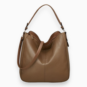 bags : Vegan Leren Hand- en Schoudertas Dames - Elegante Tote Design - PU-Leer in Bruin van Pantino