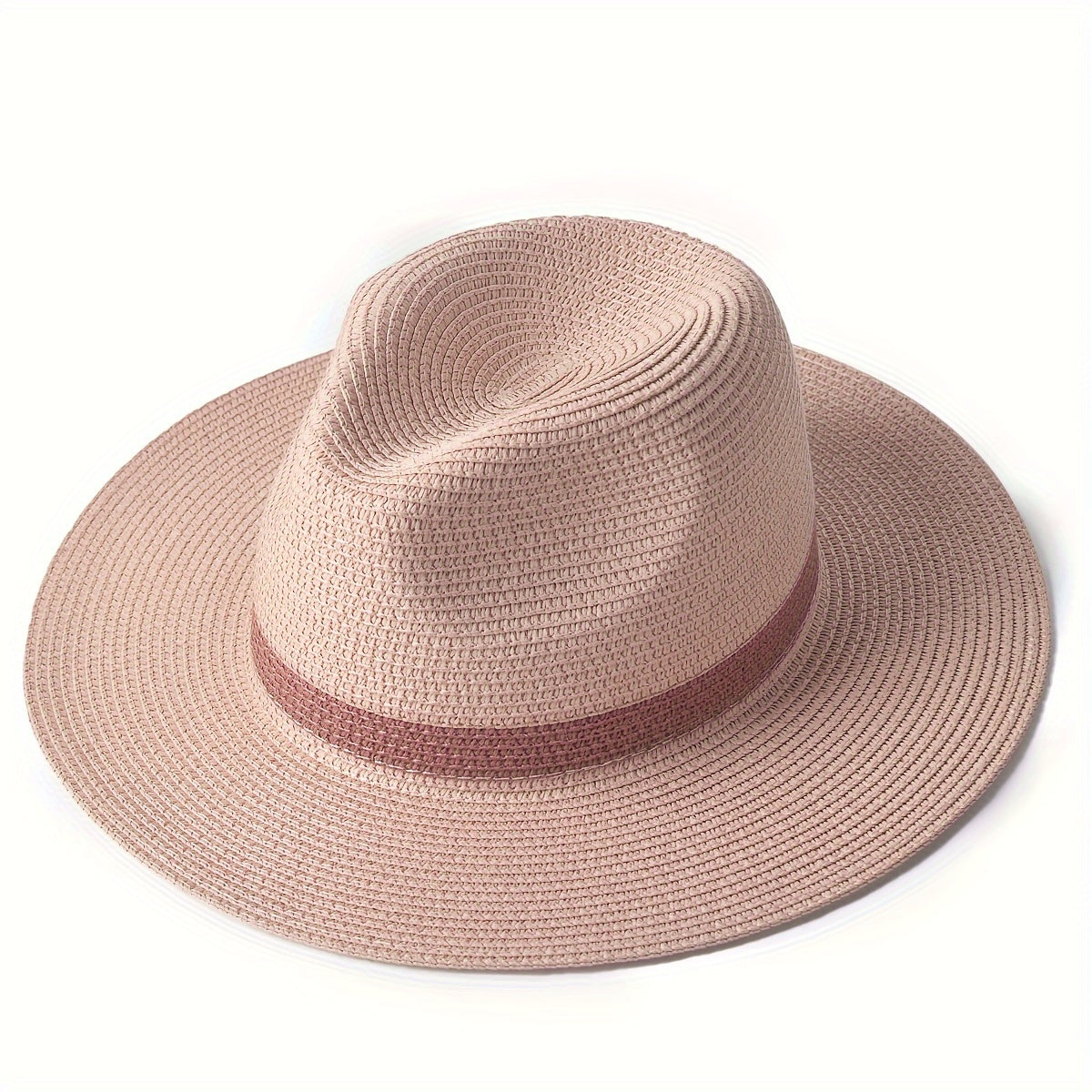 Panama Hat : Hoed Dames Khaki - Een Modieuze en Beschermende Panama met een Brede Rand in Roze van Pantino