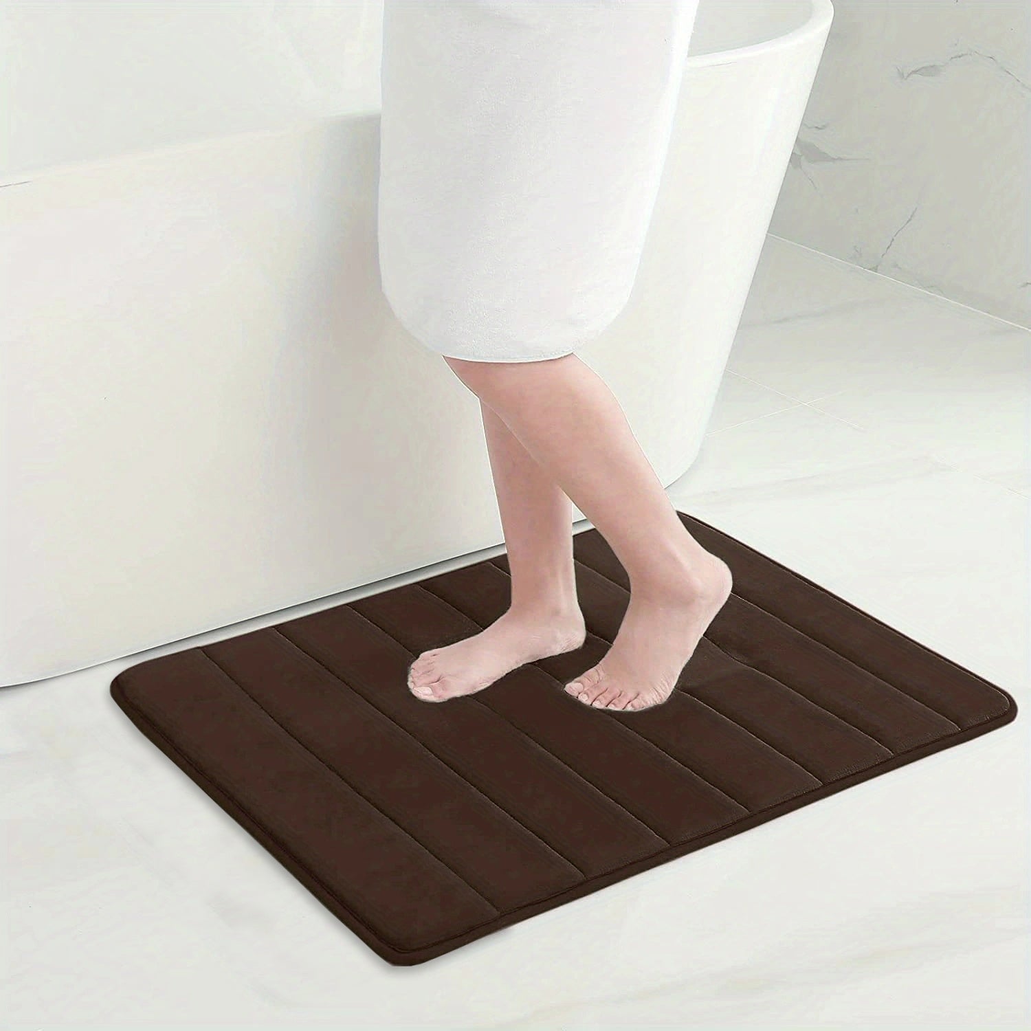 home & garden : Comfortabel en Sneldrogend Antislip Badmat - Machinewasbaar - Zwart in Koffie 50,8 X 81,28 Cm van Pantino