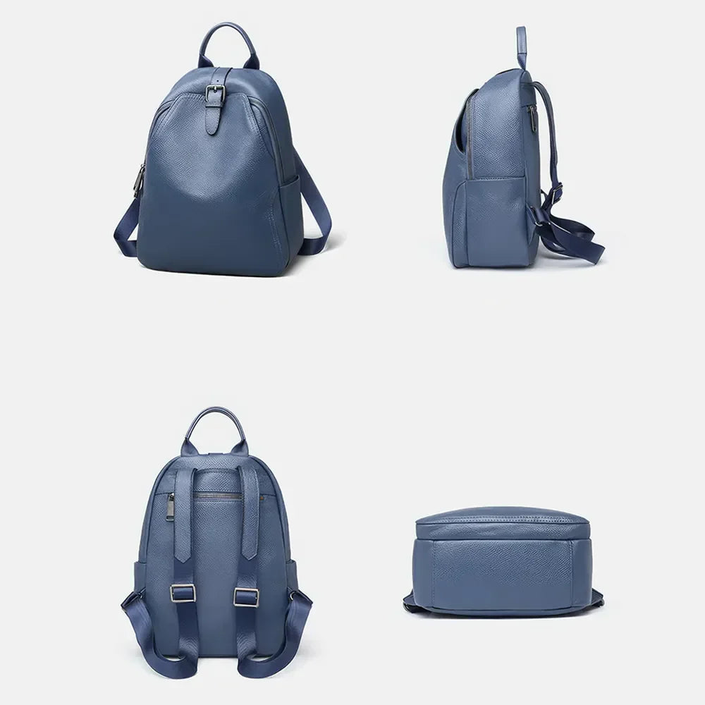 bags : Rugzak Blauw - Urban Chic -Grijze Leren in van Pantino