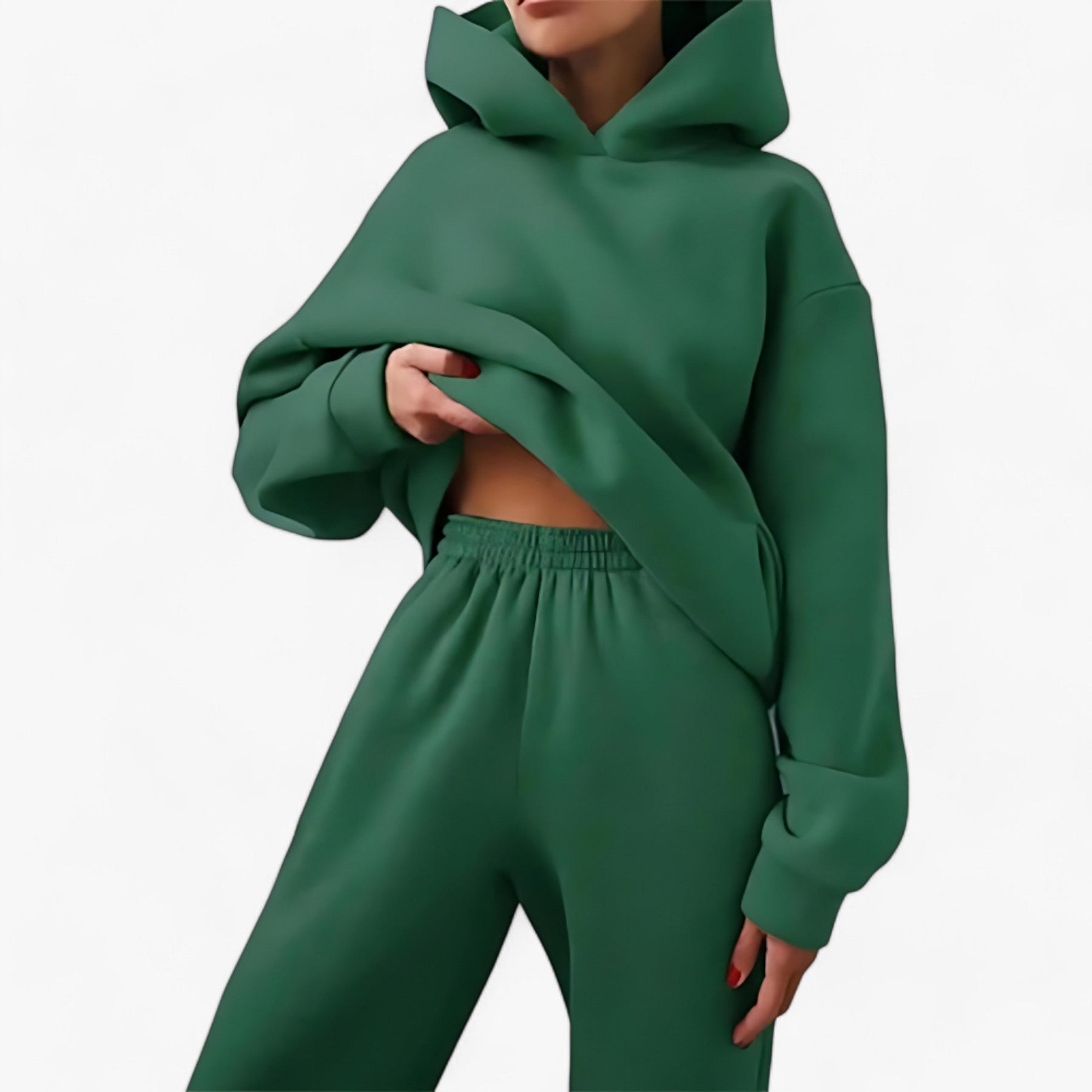 Two-Piece Set : Beha Legergroen - Valeria Winter Hoody Sets - Behaaglijke Warmte voor Koude Dagen in Groen van Pantino