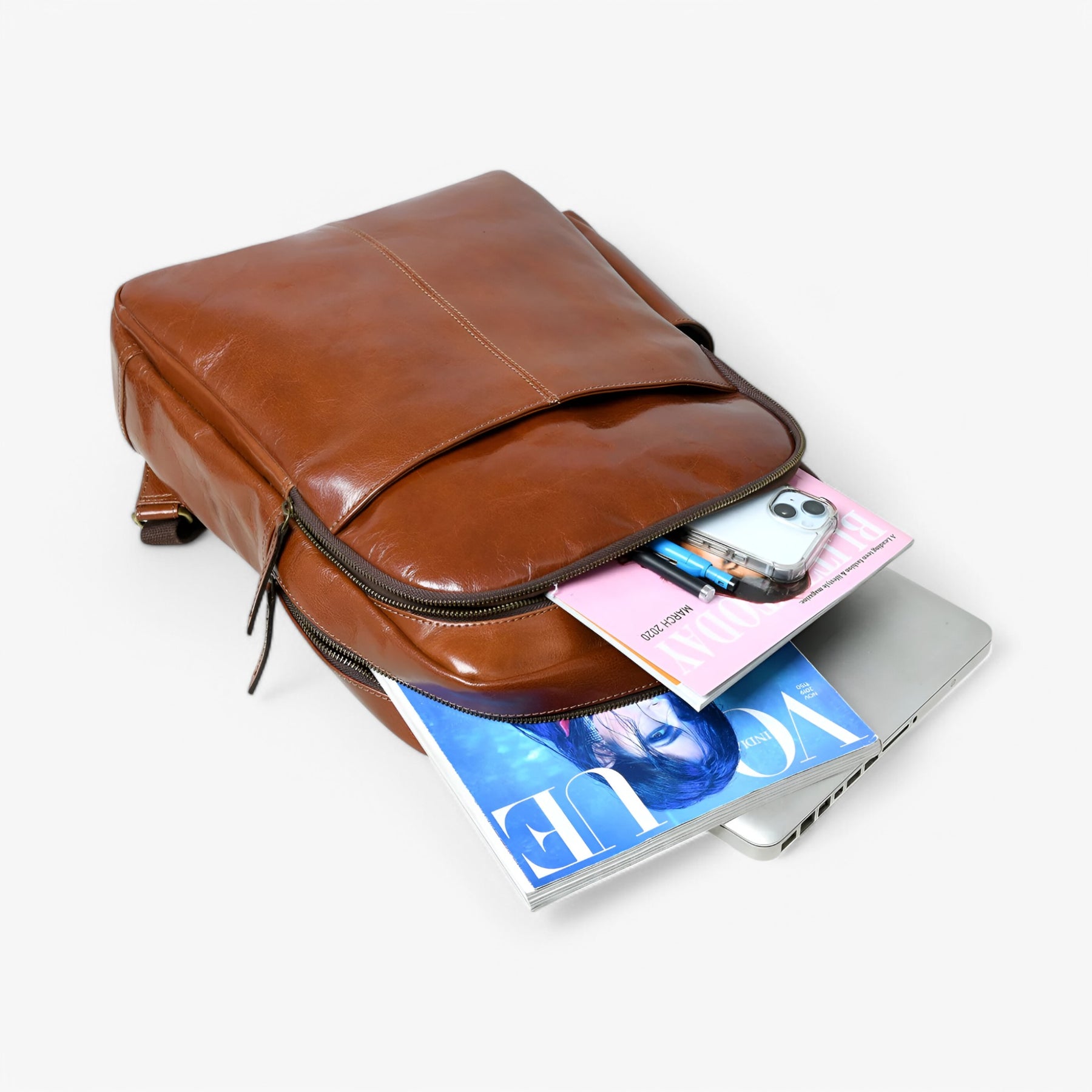 bags : Rugzak Bruin - Luxe Italiaanse Leren in van Pantino