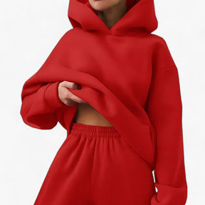 Two-Piece Set : Beha Legergroen - Valeria Winter Hoody Sets - Behaaglijke Warmte voor Koude Dagen in Rood van Pantino