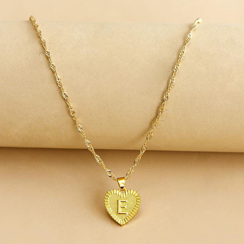 Necklace : Initiaal Hart Hanger in Gold E van Pantino