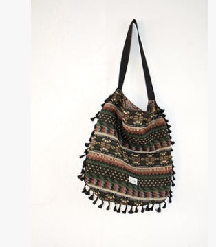 bags : Geometrische Tas met Kwastjes - Zomer Chic - Blauw in van Pantino