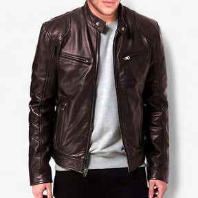 Leather Motorcycle Jacket : Leren Jas voor Mannen voor de Motor Heren - Slim Fit en Windbescherming - Zwart in van Pantino