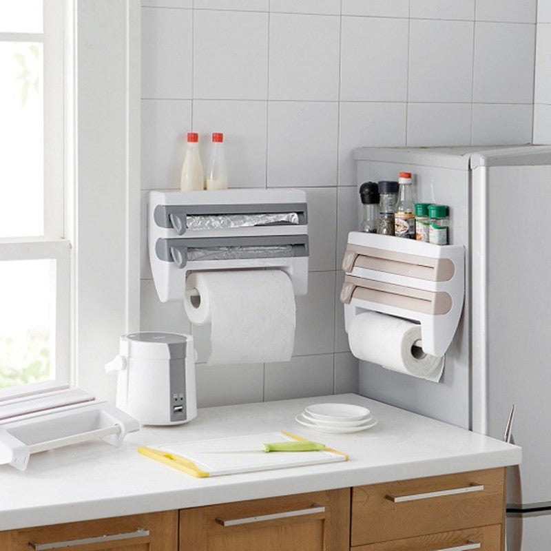 home & garden : Keukenhulp 4-in-1 Beige - Folie Rolhouder & Organizer voor Keuken - Kunststof in van Pantino